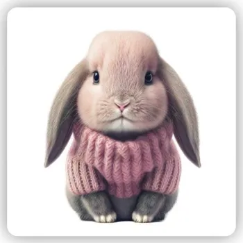 Dekorativní magnet Magnetka 65x65mm ve tvaru čtverce - králíček ve svetru