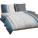 Saténové povlečení 160x200 modré šedé ornamenty na zip 3567 D KARO Satin 225495534