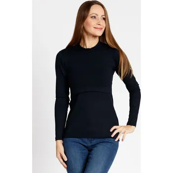 Těhotenská móda Krásná mamka Kojicí tričko se stojáčkem Love MERINO black Velikost: M