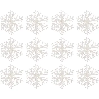 Vánoce Anděl Přerov s.r.o. Vločky bílé jemné s glitry 12ks, 5,5cm