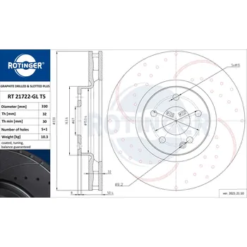 Brzdový kotouč Brzdový kotouč UNION PARTS Sp. z o.o. RT 21722-GL T5