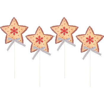 Vánoce Anděl Přerov s.r.o. Hvězda dřevěná 8 cm + špejle, 4 ks