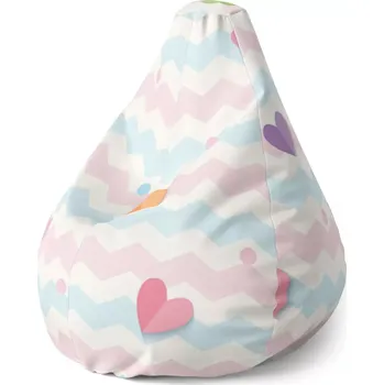 Sedací pytel Sablio Sedací vak Pear Barevná srdíčka - 70 x 95 x 15 cm