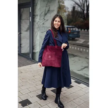 Kabelka Manšestrová taška Shopper vínová