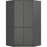 Rohová šatní skříň S100 4D CLP - šedá 205981774