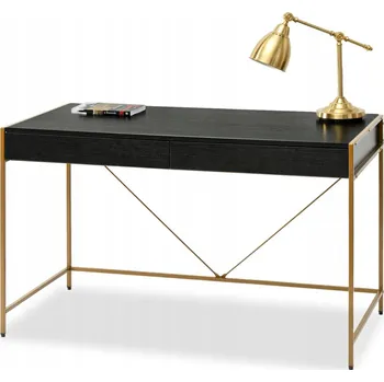 Psací stůl Obdélníkový psací stůl Mebel-Partner 123 x 60 x 76 cm černý, zlatý