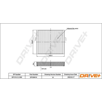 Kabinový filtr Kabinový (pylový) filtr DRIVE+ DP1110.12.1050