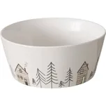Boltze Home Miska se zimním motivem vánočních stromečků, HOMEWOOD, Ø 15 cm, bílá