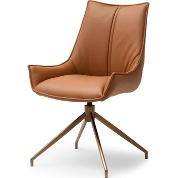 Jídelní židle Otočná čalouněná židle CAROL - hnědá / měděná