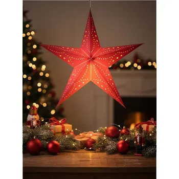 Vánoční dekorace Sinsay 668HJ-33X-ONE vánoční LED lampa ve tvaru hvězdy červená