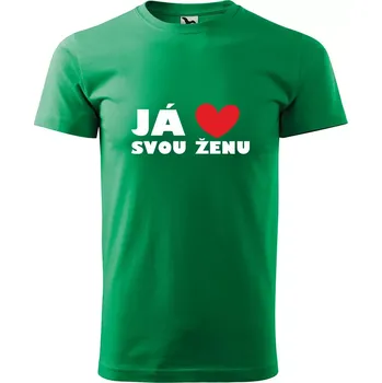 Pánské tričko Sablio Tričko s potiskem Já miluju svou ženu - zelené 2XL