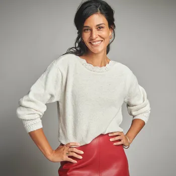 Dámský svetr Pulovr s lodičkovým výstřihem režná 42/44