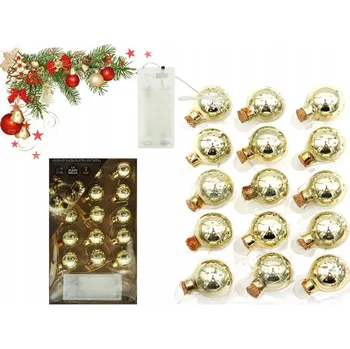 Vánoční dekorace VÁNOČNÍ SVĚTELNÝ ŘETĚZ LED GIRLANDA SE SKLENĚNÝMI BAŇKAMI 1,5 m