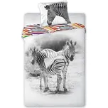 Faro Bavlněné povlečení 140x200 Divoká zebra zebra bílá černá barevné pruhy 5680 220126392
