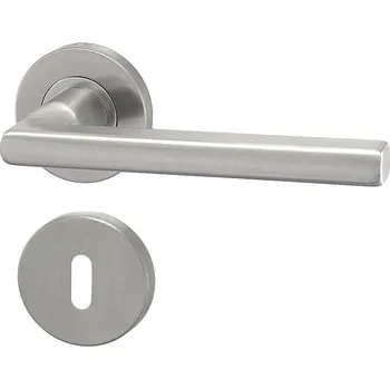 Dveřní kování Dveřní kování HOLAR MT 13 s kulatou rozetou (nerez), klika-klika, Otvor pro obyčejný klíč BB, HOLAR broušená nerez