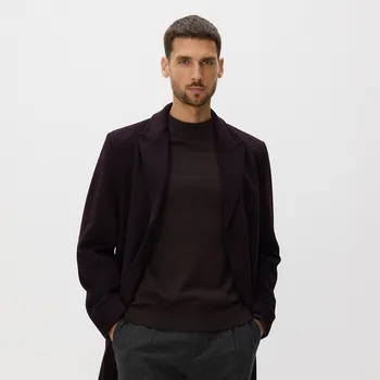 Pánský svetr Reserved - Svetr z vlny merino - tmavě hnědá - 081FR-89M - 081FR-89M-XL