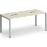 Jednací stůl PRIMO SQUARE, 180x80 cm, bříza + 2x stolní zásuvka TYP I, stříbrná 235036822