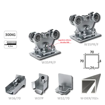 Zábradlí Samonos do 300 kg/4,5 m, profil s otvory 70 x 70 x 4 mm, Zn