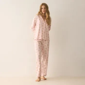 Dámské tričko Reserved - Pyžamová souprava s vánočním potiskem - pastelově růžová - 952EX-03X - 952EX-03X-L