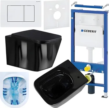 Klozet BPS-koupelny Podomítkový modul Geberit DuoFix s WC mísou RN-BL-RIM-03 + ovládací tlačítko Delta 30 bílá