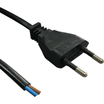 elektrický kabel Flexo PVC šňůra 872071-1-1/2, 2x0,75, rovná vidlice, černá - 2 m