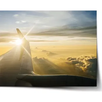 Plakát Sablio Plakát Křídlo letadla nad mraky - 60x40 cm