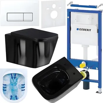 Klozet BPS-koupelny Podomítkový modul Geberit DuoFix s WC mísou RN-BL-RIM-03 + ovládací tlačítko Delta 50 bílá