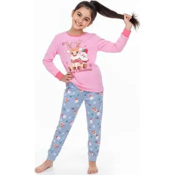 Dívčí pyžamo KUGO Dívčí vánoční pyžamo pro skvělou atmosféru MP3804 Růžová 104