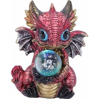 Soška svítící Červený dráček s věšteckou koulí cca 12,7 cm, 220 g