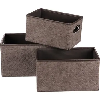 Koš na prádlo Koš regálový - látkový s uchy, šedý, cena za sadu 3 ks