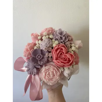 umělá květina Mýdlová kytice Fialovorůžová