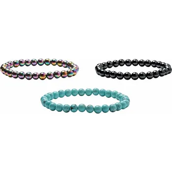 Náramek Dárková sada náramků z hematitu s tyrkenitem obvod cca 16 až 22 cm