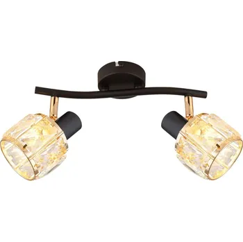 Nástěnné svítidlo Stropní / nástěnné bodové svítidlo DUBAI - 2xE14, 40W, černé / růžovozlaté / čiré