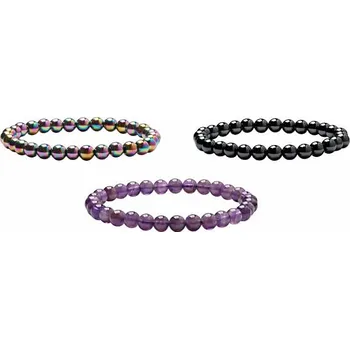 Náramek Nefertitis Dárková sada náramků z hematitu s ametystem obvod cca 16 až 22 cm