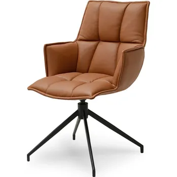 Jídelní židle Čalouněná otočná židle ELEANA - hnědá / černá