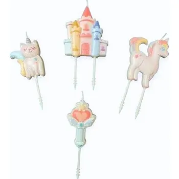 Dortová svíčka Dortisimo Svíčky Jednorožci a zámek (4 ks)