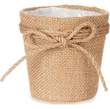 Květináč IBERGARDEN Obal na květináč z pleteniny s jutovou mašlí, Ø 10 cm