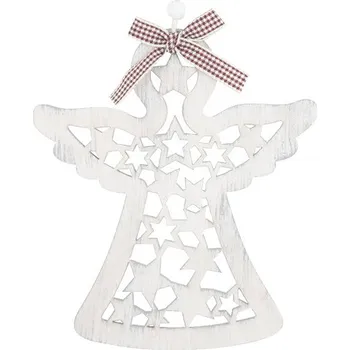 Vánoční dekorace Anděl Přerov s.r.o. Anděl dřevěný na zavěšení 10 x 11,5 cm - výběr barvy Barva (komplet): Šedá