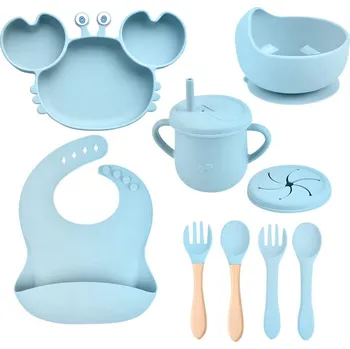 Dětská sada nádobí s bryndákem Krab - modrá