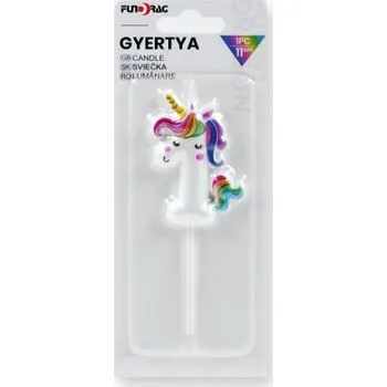 Dortová svíčka Dortisimo Svíčka s jednorožcem číslo 1