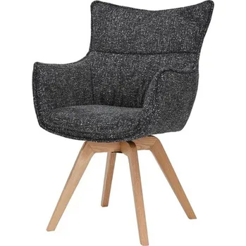 Jídelní židle Designová moderní jídelní židle Krespa s otočným sedátkem s opěrkami a potahem v antracitovém šedém provedení 58 cm