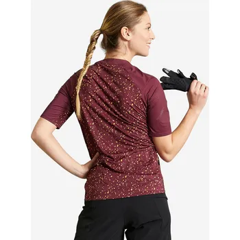 cyklistický dres ROCKRIDER Dres s krátkým rukávem na horské kolo EXPL500 XS ORANŽOVÁ|ČERVENÁ