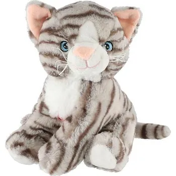 Hračka Teddies Kočka sedící plyš 20cm mourovatá se zvukem v sáčku 0+
