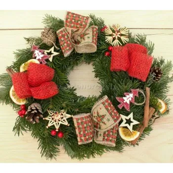 Vánoční dekorace Vánoční sada pro výrobu věnce na dveře PŘÍRODNÍ