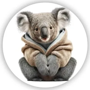 Dekorativní magnet Magnetka 60x60mm ve tvaru kruhu - koala v mikině