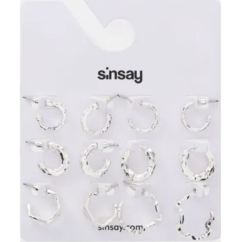 Náušnice Sinsay - Sada 6 párů náušnic - sříbrná - 640GU-SLV - 640GU-SLV-ONE