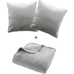 Douceur d'intérieur Sametová souprava ložního povlečení SOLANGE: přehoz + 2 povlaky na polštáře, šedá