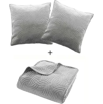 Povlečení Douceur d'intérieur Sametová souprava ložního povlečení SOLANGE: přehoz + 2 povlaky na polštáře, šedá