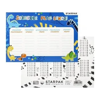 Set školních potřeb Plan lekcji z tabliczką mnożenia Dino (25szt)