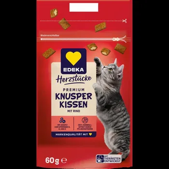 Krmivo pro kočku Edeka Křupavé polštářky s hovězím masem 60 g